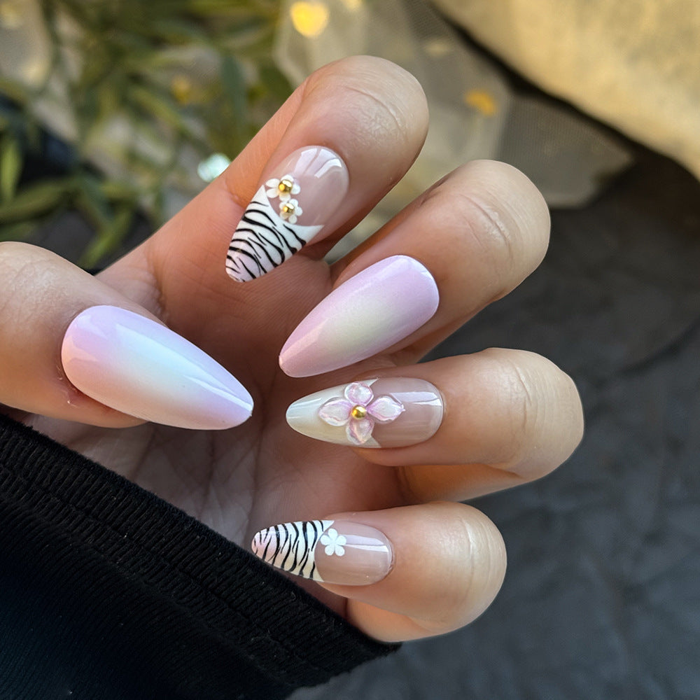 Elegant Floral Embellished Press-On Nails Bowlift