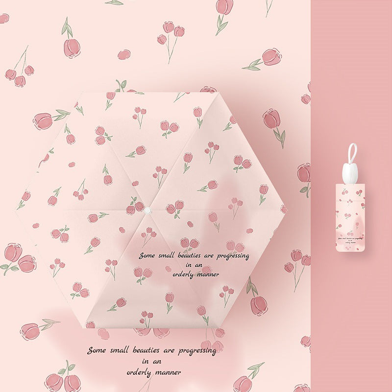 Ladies folding umbrella with playful flower design Bowlift