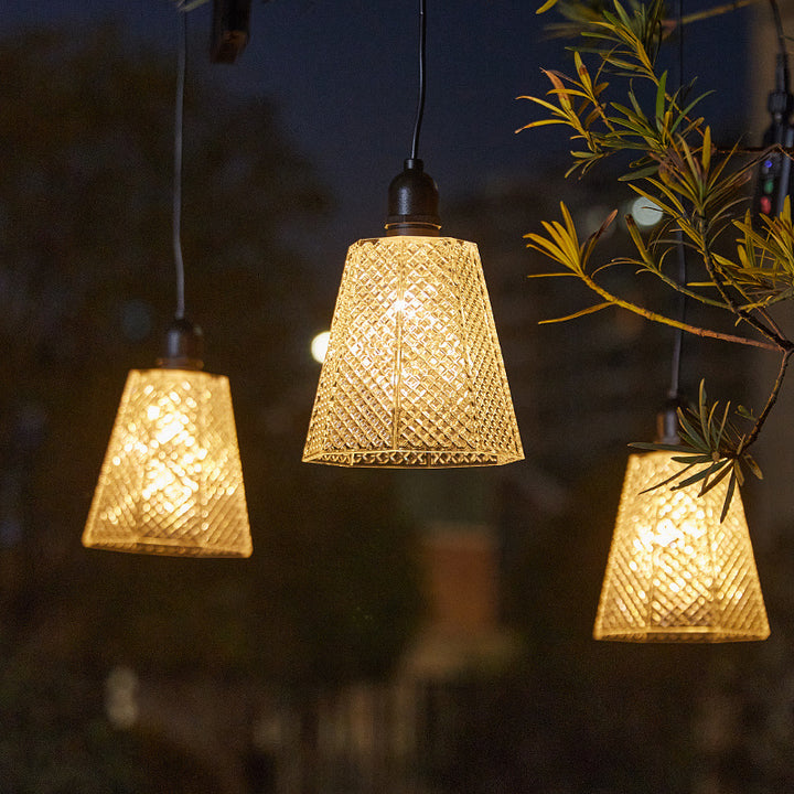 Crystal-Pattern Solar Pendant Light USB Rechargeable LED Bowlift