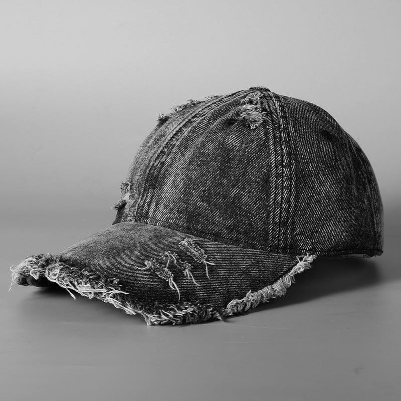 Men's Distressed Vintage Denim Baseball Cap Bowlift