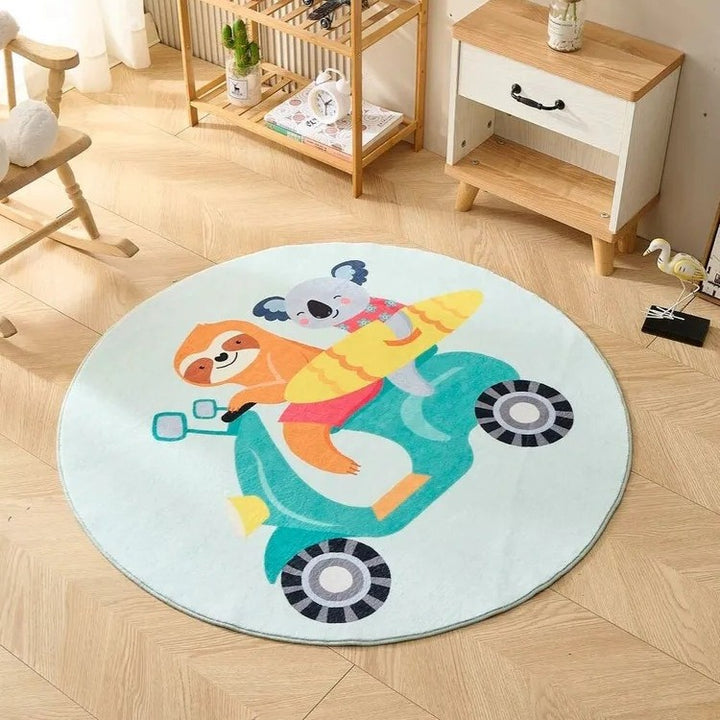 Playful Animal-Themed Round Area Rug