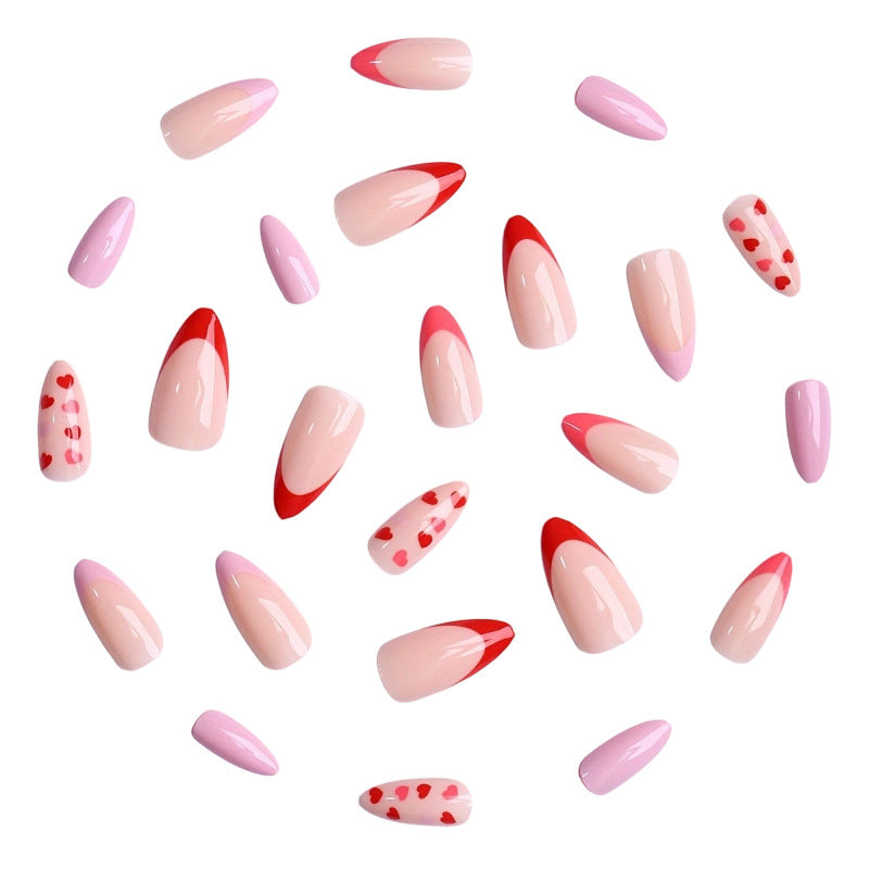 Heart-Patterned Press-On Nail Set Bowlift