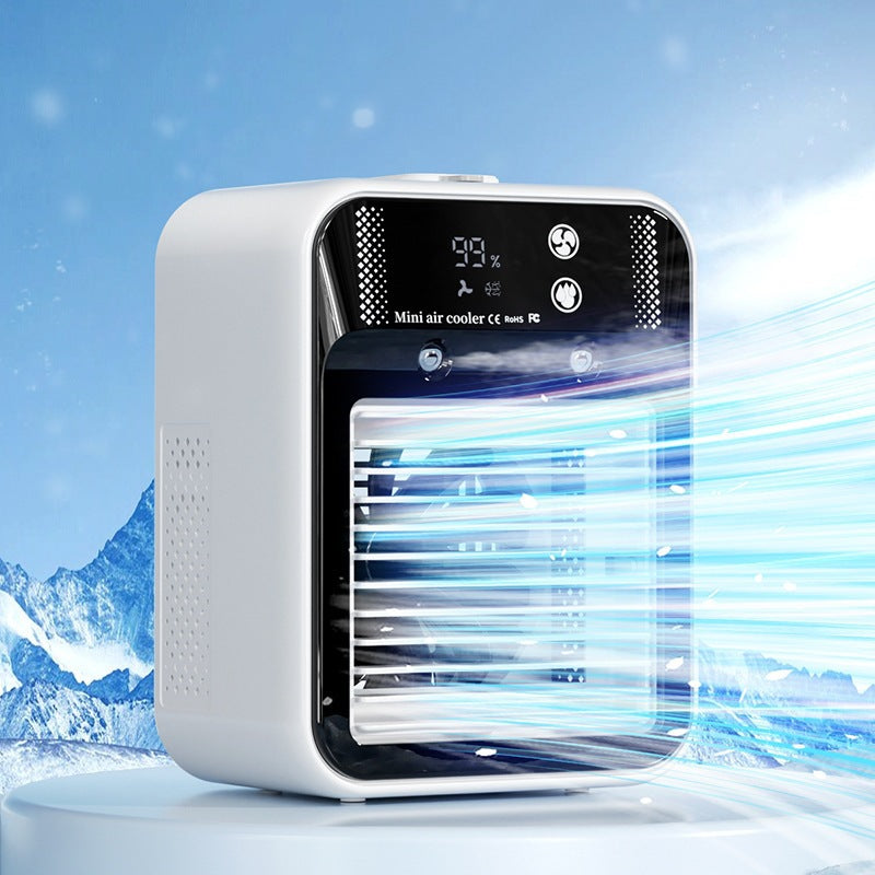 Unisex portable mini air cooler with humidifier digital display USB operation Bowlift