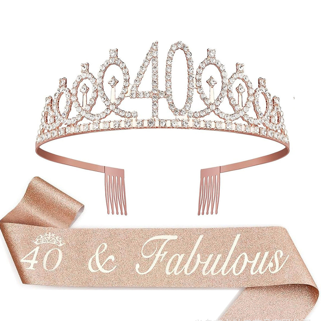 Ladies Crystal Princess Crown with 30 & Fabulous lettering Bowlift