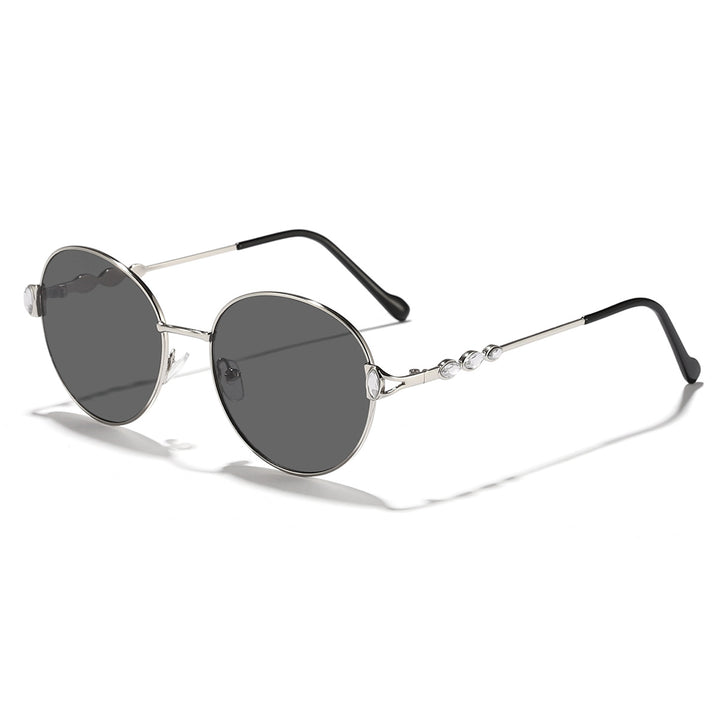Women round sunglasses with elegant metal frame and mirrored lenses Bowlift