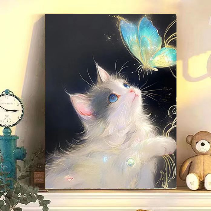 Enchanting Cat and Butterfly Art Print Bowlift