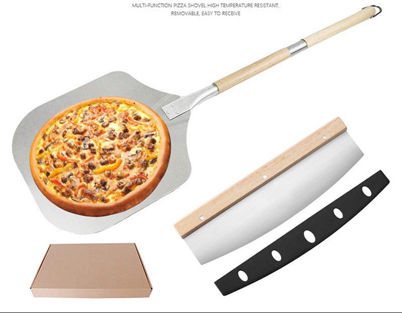 folding wooden handle aluminum pizza peel with removable dough scraper and bench knife set Bowlift