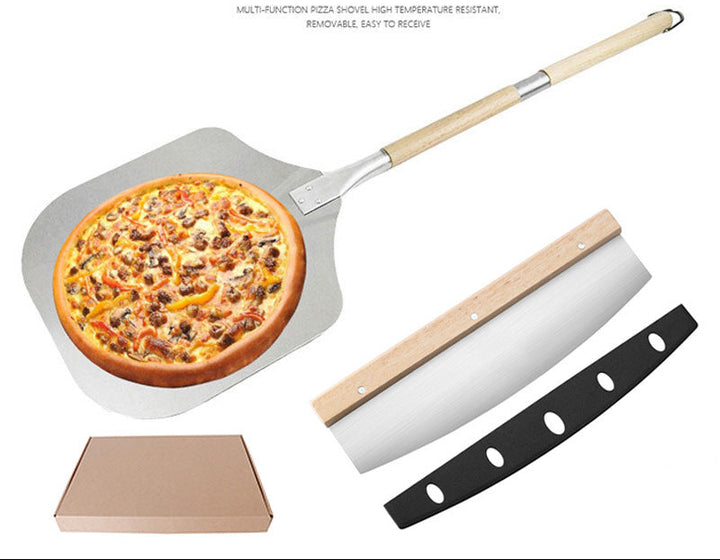 folding wooden handle aluminum pizza peel with removable dough scraper and bench knife set Bowlift