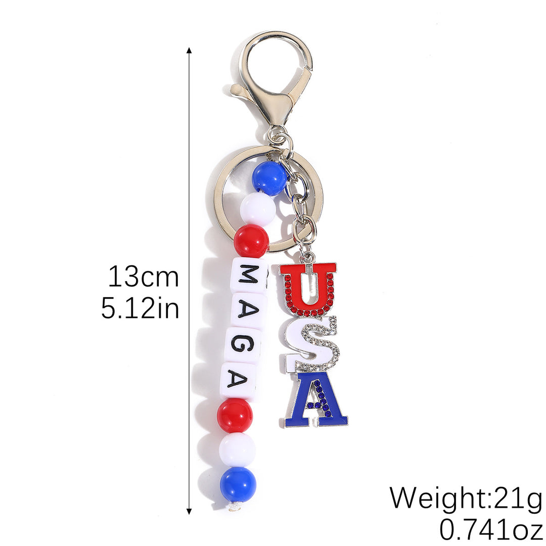 Unisex keychain with letter beads and American star pendant Bowlift