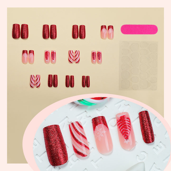 Festive Glittery Press-On Nail Set Bowlift