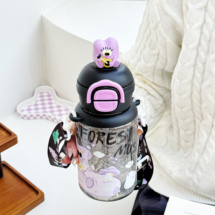 Ladies Insulated Water Bottle with Interactive Animal Head Lid Bowlift