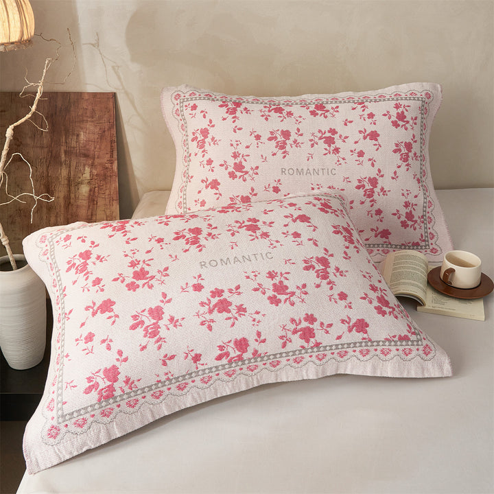 Quilted Jacquard Butterfly Pillow Shams with Decorative Border