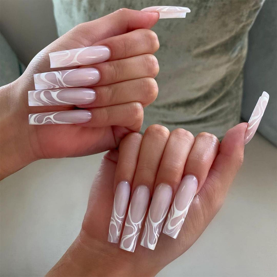 Artistic Nail Extensions with Elegant Fluid Design Bowlift