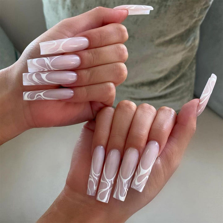 Artistic Nail Extensions with Elegant Fluid Design Bowlift