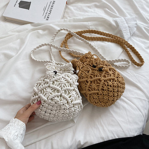 Macrame Messenger Bag with Decorative Pattern Bowlift