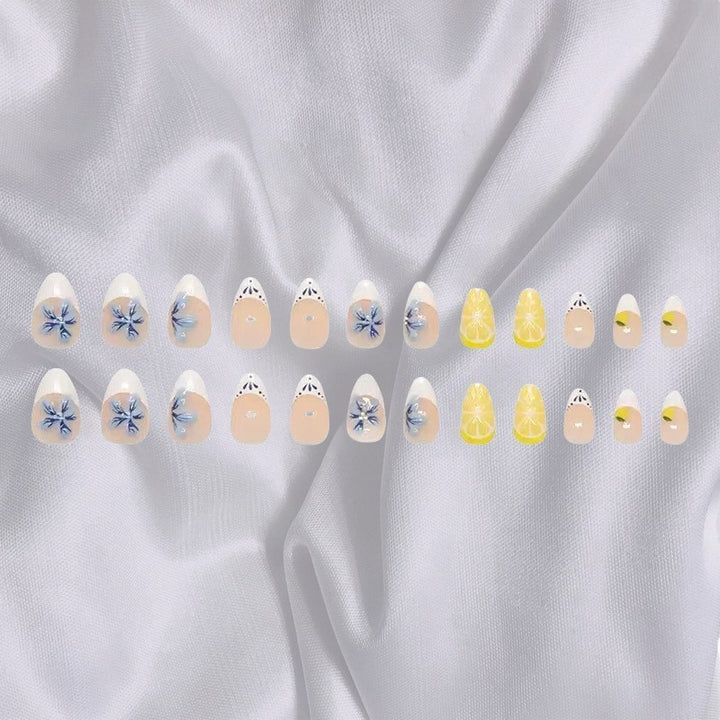 Artistic artificial nails with floral and fruity accents Bowlift