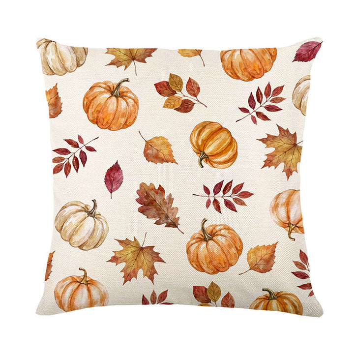 Decorative Harvest-Themed Throw Pillow Covers with Linen Texture