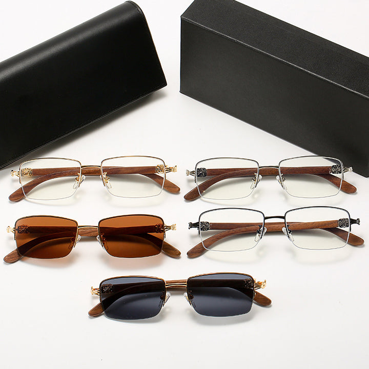 Ladies fashionable glasses with rectangular frame and high-quality wood details Bowlift