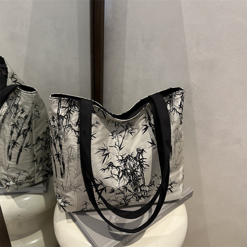 Stylish Bamboo Print Tote Bag Bowlift