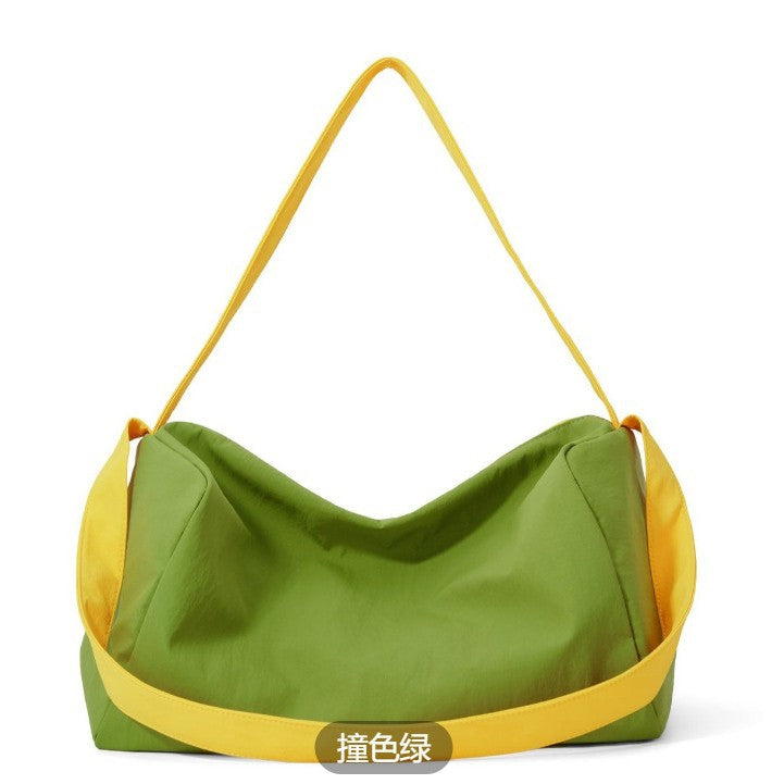Lightweight Nylon Crescent Shoulder Bag with Wide Contrast Strap Bowlift