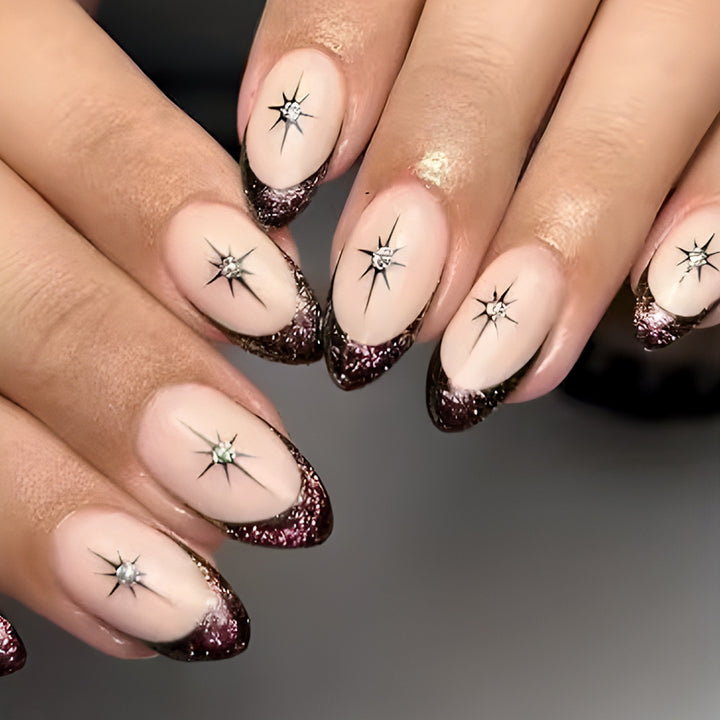 Glamorous Star-Embellished French Tip Nail Art Bowlift