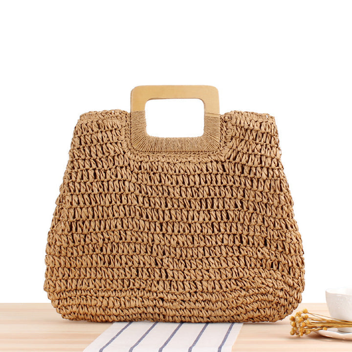 Macrame Tote Bag with Elegant Wooden Handle Bowlift