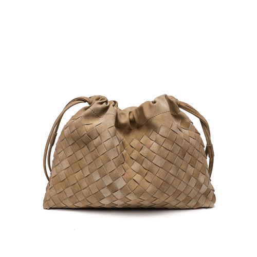 Woven Drawstring Shoulder Bag Bowlift