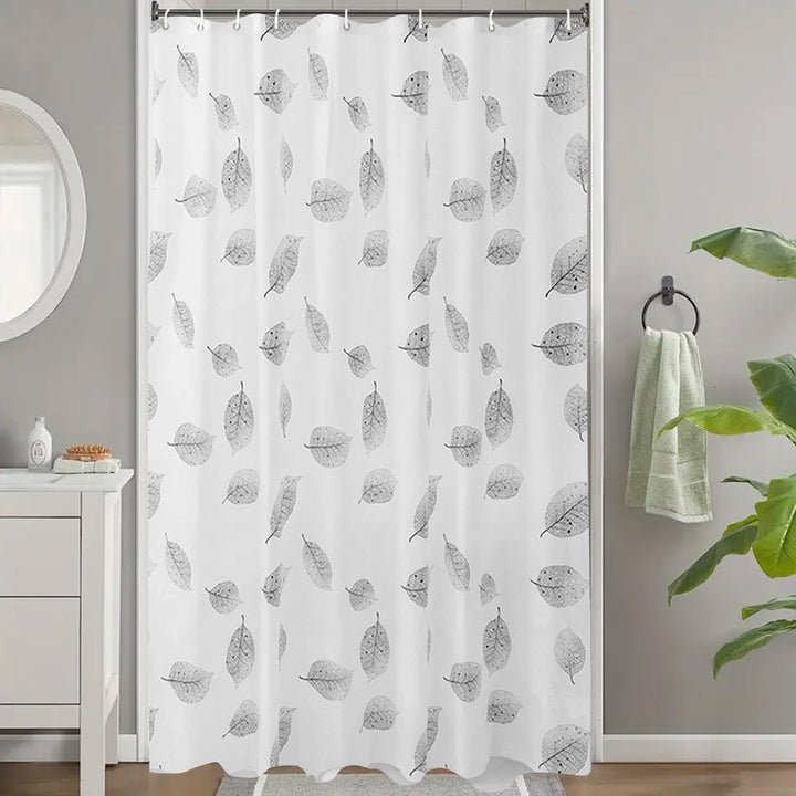Leaf-Patterned Shower Curtain Bowlift