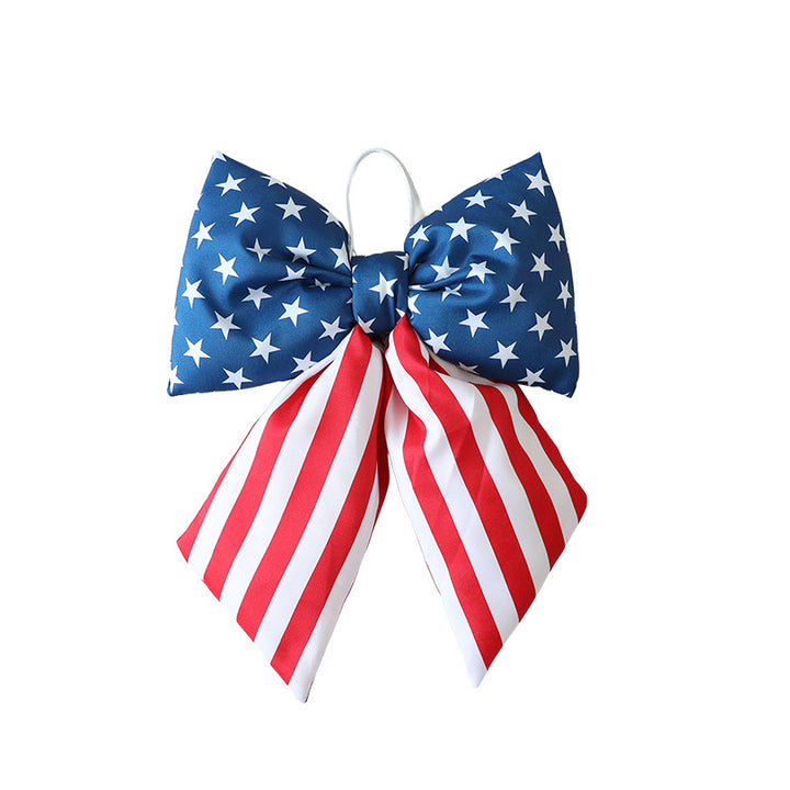 Women with large bow hair clip featuring patriotic star stripe motif Bowlift