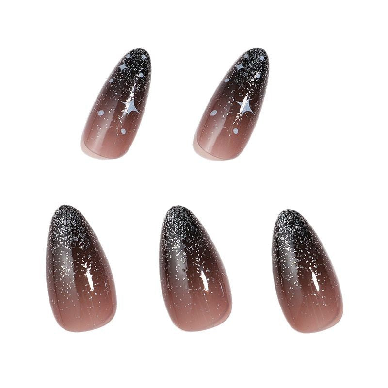 Artistic Ombre Press-On Nail Set with Celestial Design Bowlift