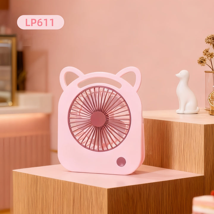 Ladies Portable Mini Table Fan with Cute Character Design Bowlift