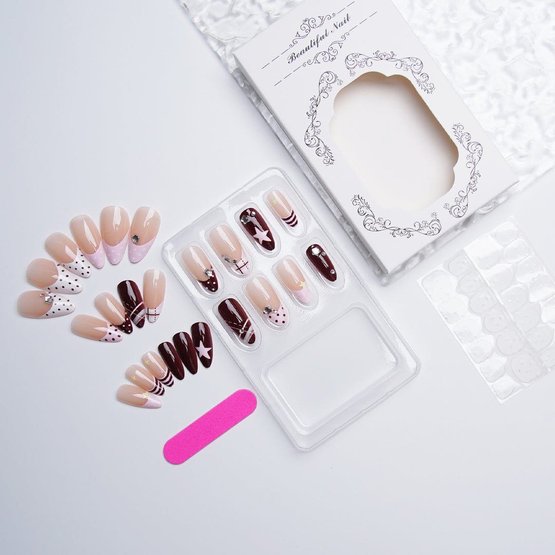 Elegant artificial nails with decorated designs Bowlift