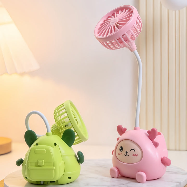 Ladies desk lamp with integrated mini fan Bowlift