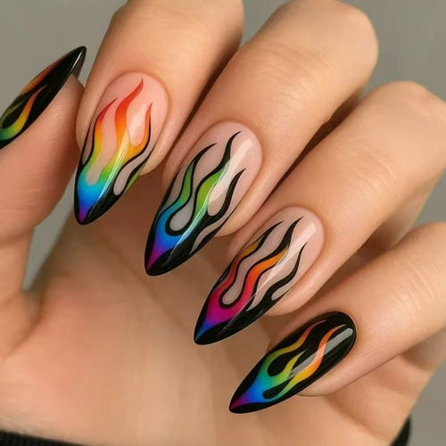 Artistic Flame Pattern Nail Art Bowlift