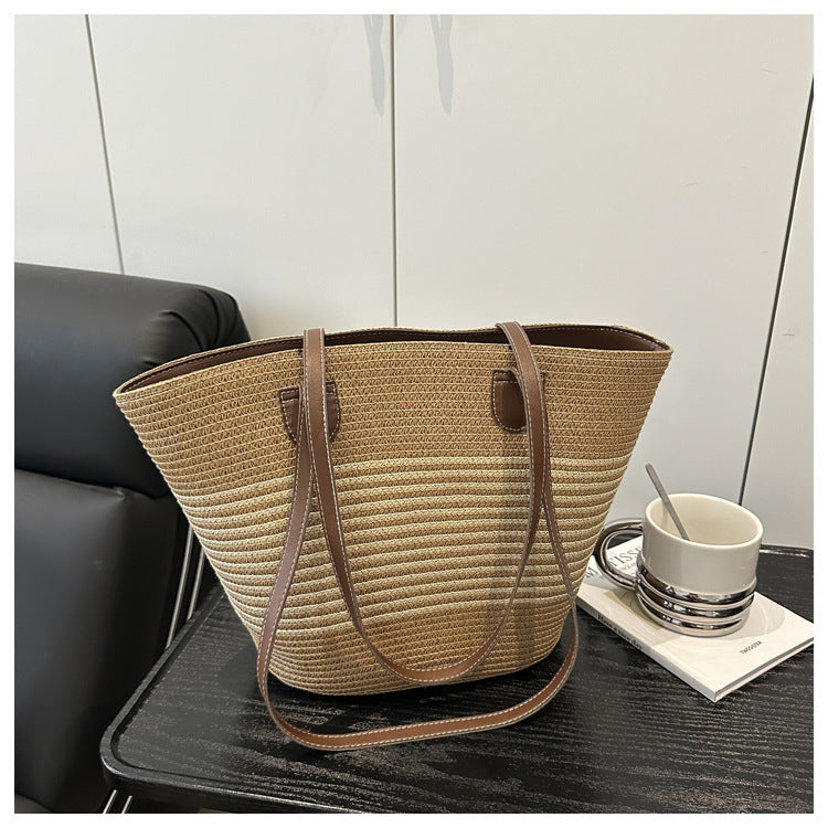 Stylish Straw Beach Tote Bag Bowlift