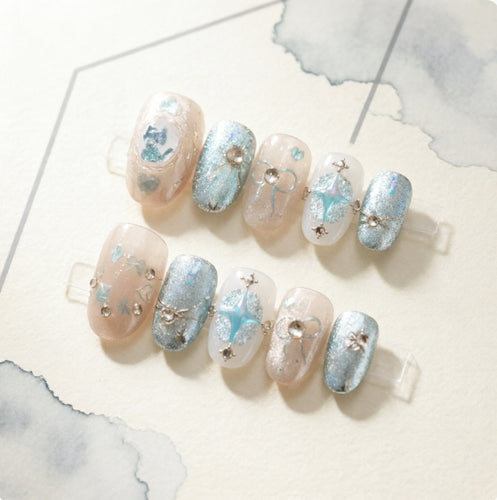 Artificial nails with elegant star design Bowlift