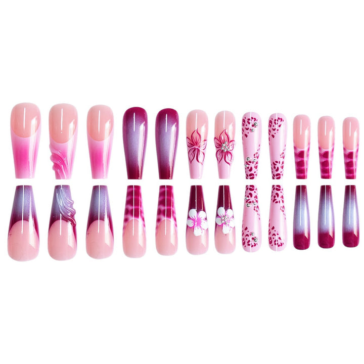 Floral 3D Art Press-On Nails with Gem Accents Bowlift