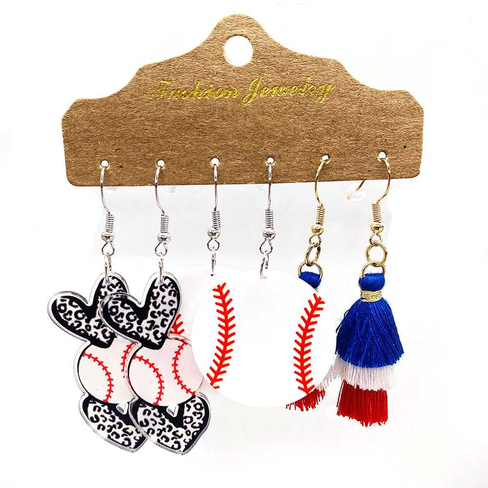 Women's nan set lightweight statement drop earrings made of wood-acrylic with hook closure and star-stripe motif Bowlift