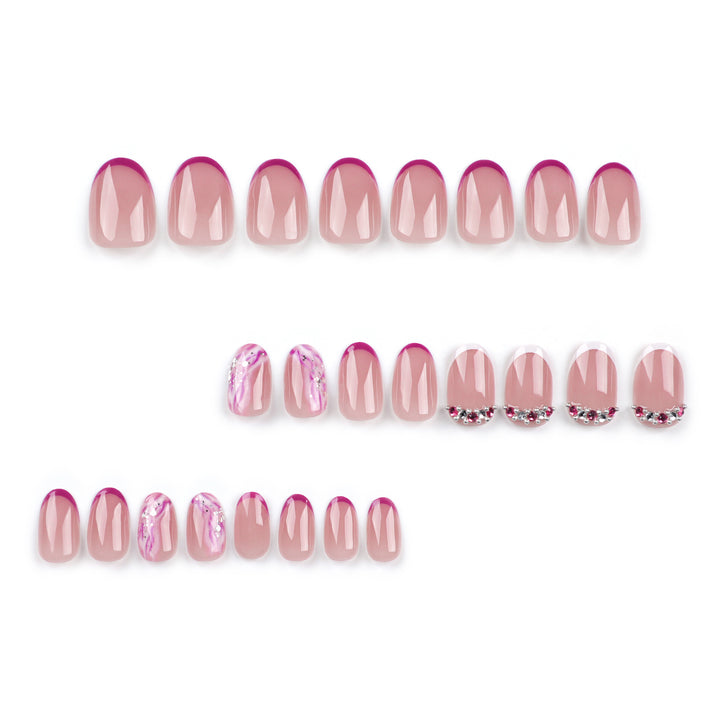 Elegant artificial nails with glamorous gradient colors and rhinestone accents Bowlift