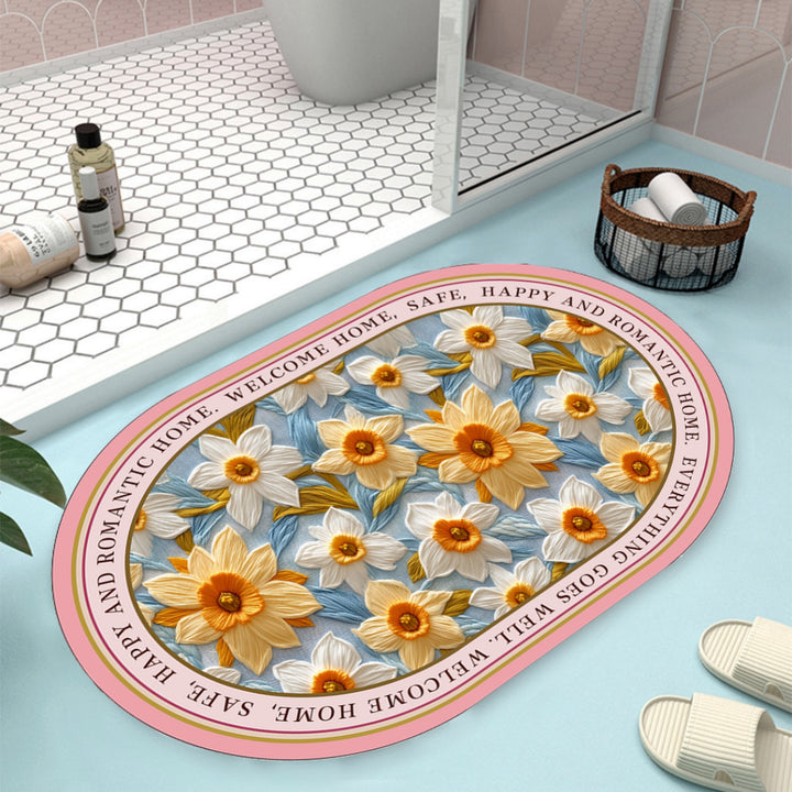 Floral Design Bath Mat Bowlift