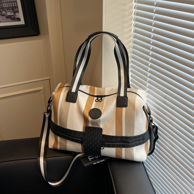Stylish Striped Weekend Duffel Bag Bowlift