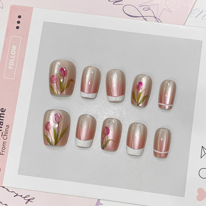Artful artificial nails with floral accents Bowlift
