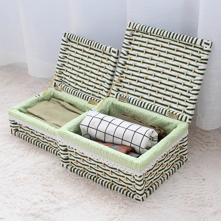Rustic toy basket with checked pattern Bowlift