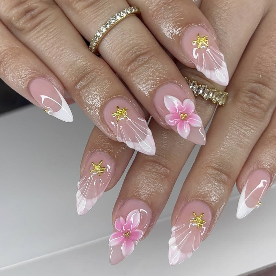 Floral Accent Nail Art Bowlift