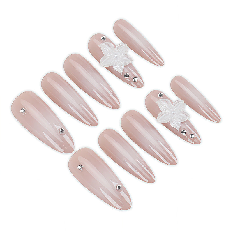 Premium Floral Embellished Stiletto Nail Set Bowlift