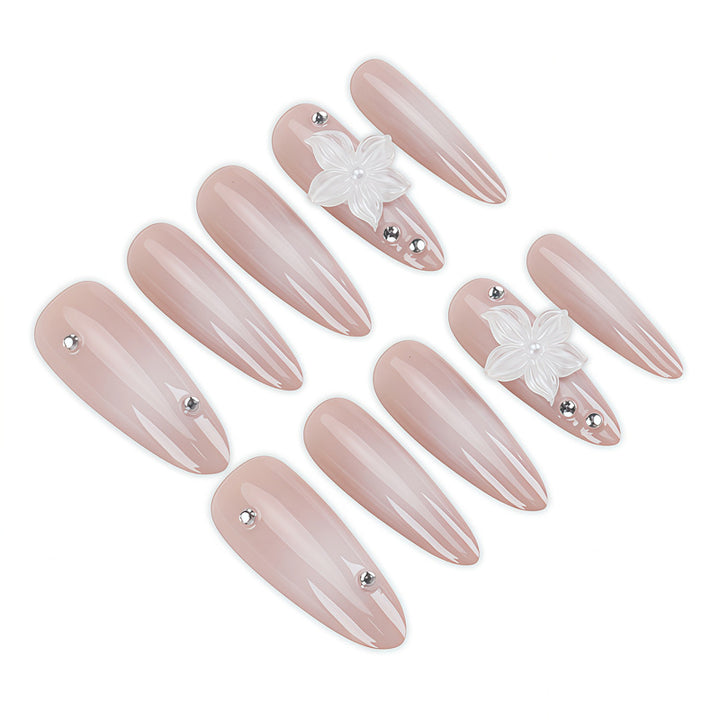 Premium Floral Embellished Stiletto Nail Set Bowlift