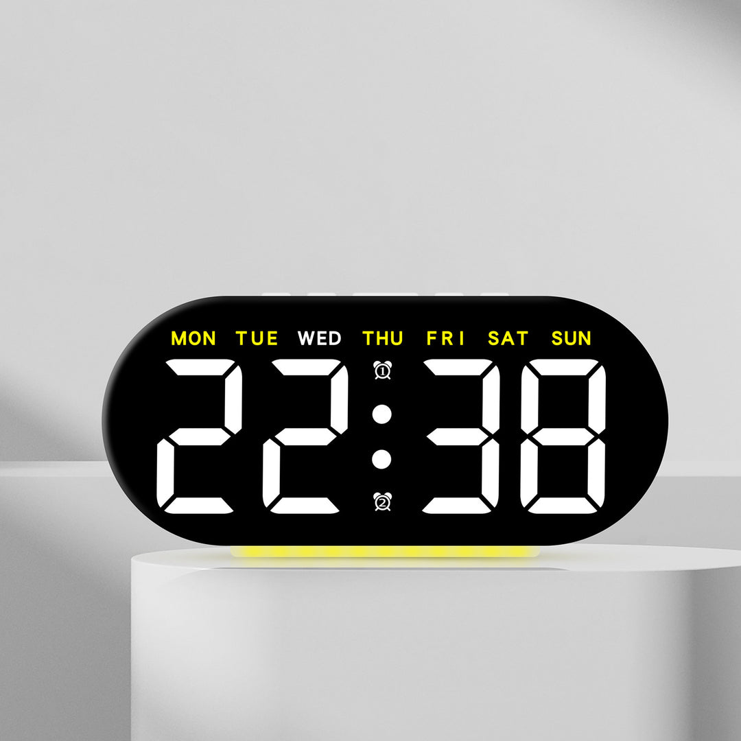 Digital LED Alarm Clock with Multifunctional Date Display Bowlift