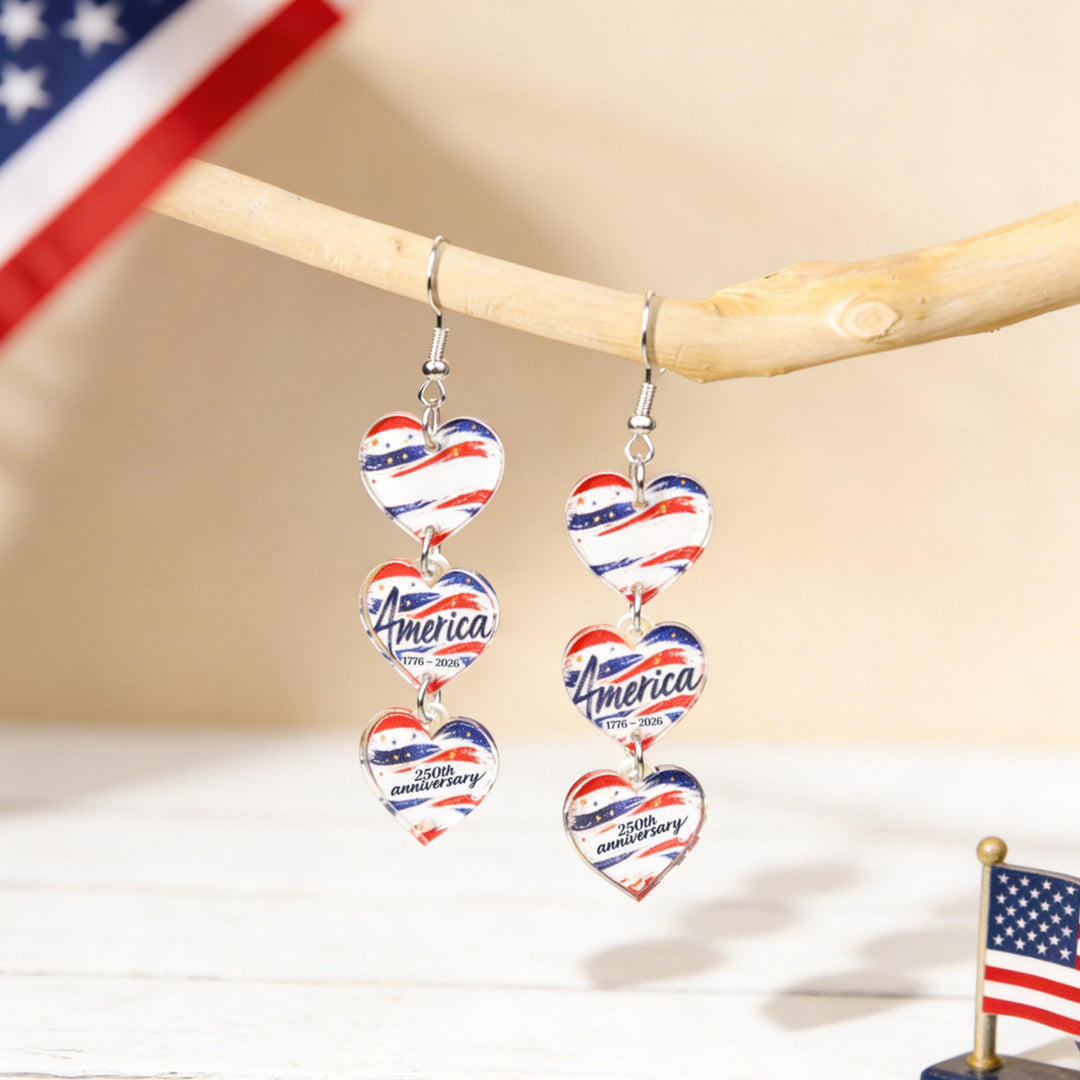 Women's eye-catching statement earrings made of acrylic with patriotic bow pendant Bowlift