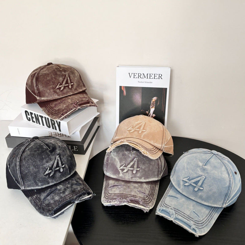 Women's Distressed Vintage Style Baseball Cap Bowlift