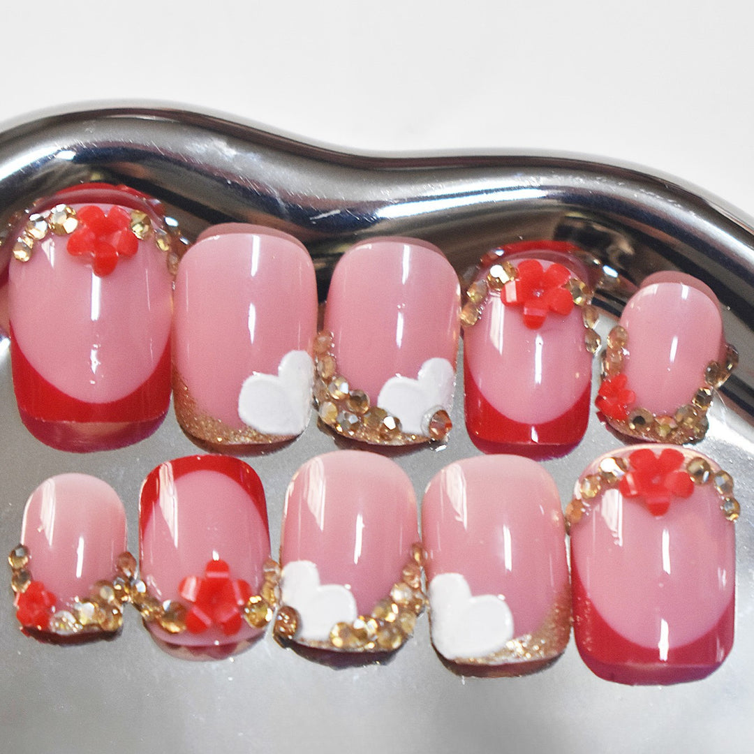 Elegant Floral Press-On Nail Art Set Bowlift
